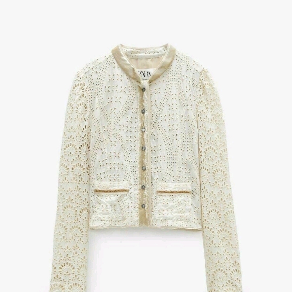 Zara Studio Women's Ecru Lace Blazer